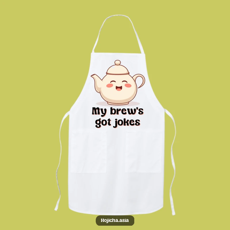 Funny Hojicha Teapot Apron - Giggling Chef's Wear - Tea Party Essential