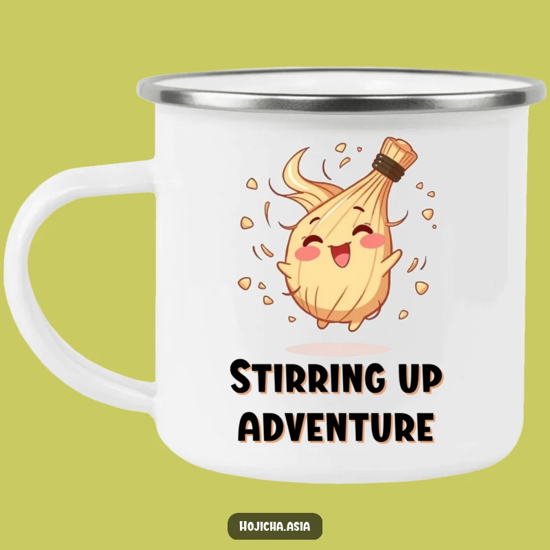 Funny Happy Hojicha Whisk Camping Mug - Energetic Adventure Gift