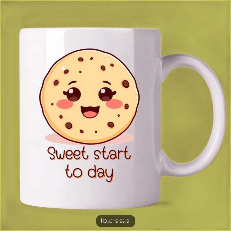 Funny Adorable Hojicha Cookie Mug - Beaming Smile Gift for Treat Lovers