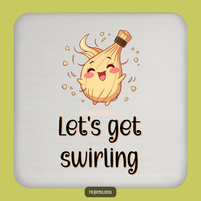 Funny Happy Hojicha Whisk Coaster - Protect Surfaces Gift