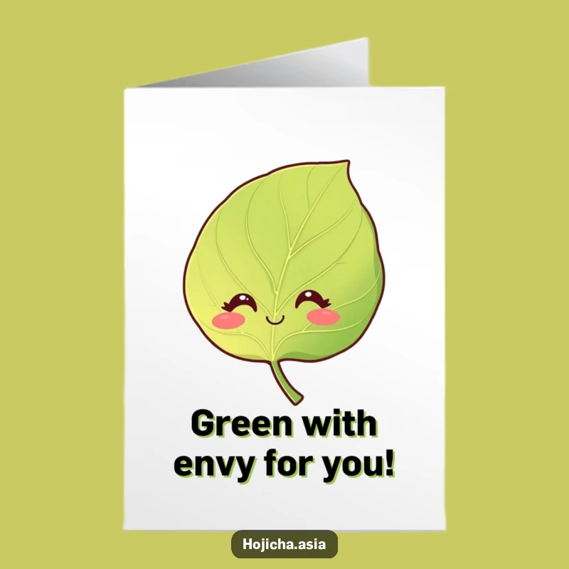 Free Printable Funny Hojicha Leaf Congrats Card - Natural Smile Downloadable Greeting!