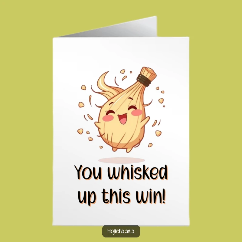 Free Printable Funny Hojicha Whisk Congrats Card - Energetic Spin Downloadable Greeting!