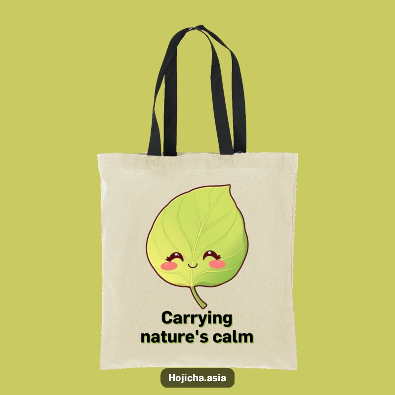 Funny Smiling Hojicha Leaf Tote Bag - Carry Nature's Charm Gift